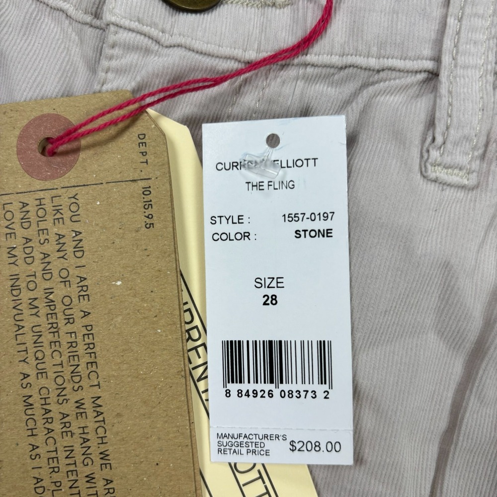 NWT Current Elliott Women's 28 Stone Beige Fling Boyfriend Pant Light Corduroy - Picture 5 of 9